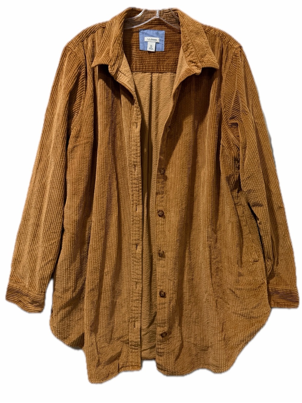 LL Bean Women’s XL Vintage Corduroy Mustard Tan Brown Button Down Shacket C